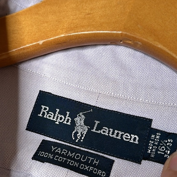 VTG Polo Ralph Lauren Yarmouth Pale Lilac Oxford Button Down Mens 16 1/2 x 34-35 - Picture 5 of 11
